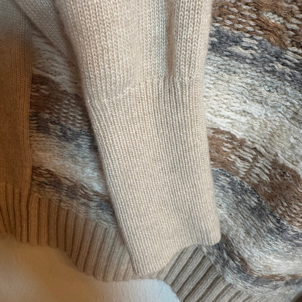 J.Crew Womens Tan Merino Wool Blend Fair Isle Crewneck Sweater B3798 Small - Picture 2 of 5